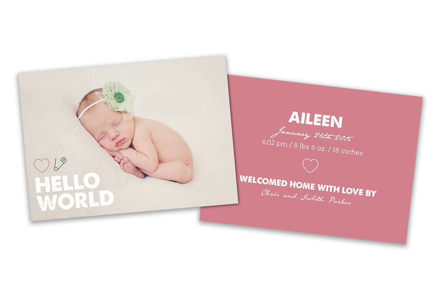 New Born Card - Baby Girl - Photoshop Templates - CreativePresets.com