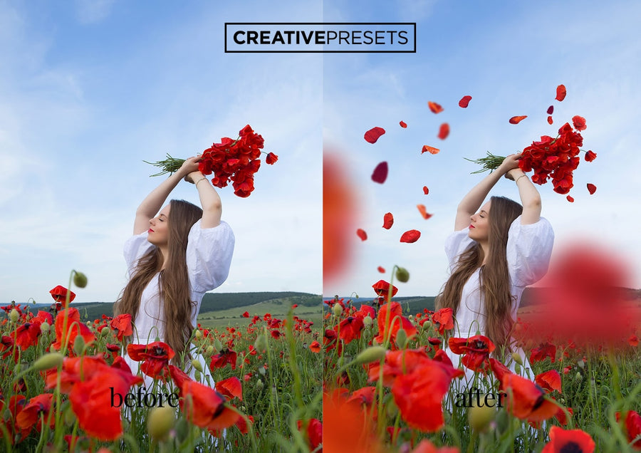 Wild Poppies Leaves Overlays - Photoshop Overlays - CreativePresets.com