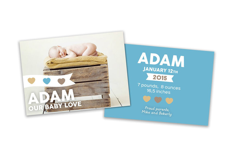 New Born Card - Baby Boy - Photoshop Templates - CreativePresets.com
